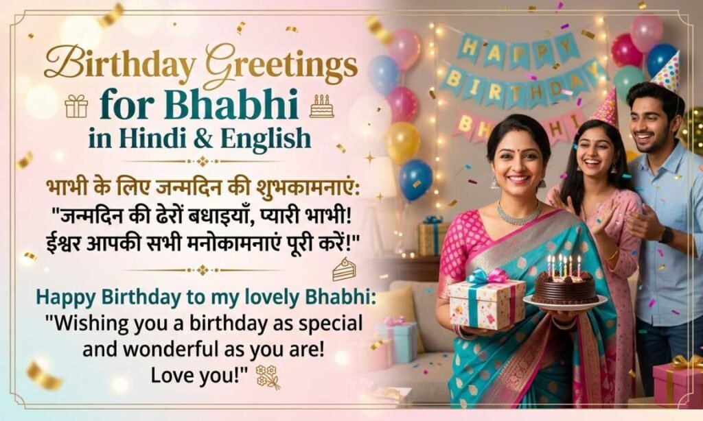 Birthday Greetings for Bhabhi in Hindi & English